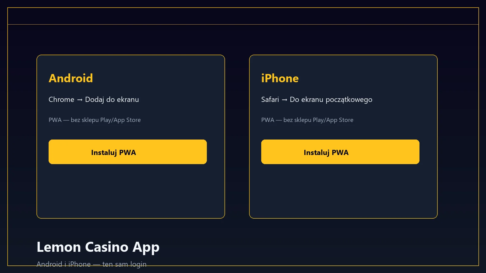 Lemon Casino aplikacja Android i iPhone